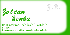 zoltan menku business card